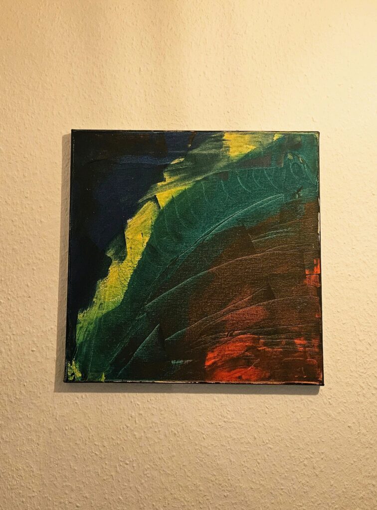 Acrylgemälde von Margit Federlechner, handgemaltes Kunstwerk mit individueller Farbkomposition und künstlerischer Ausdruckskraft.